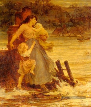 Une inondation familiale rurale Frederick E Morgan Peinture à l'huile